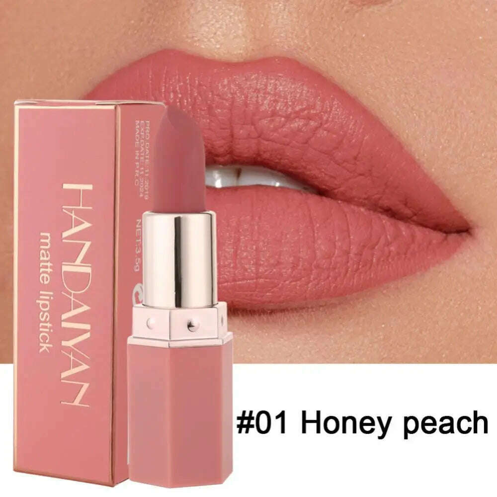 KIMLUD, Nude Matte Lipsticks 6 Colors Waterproof Long Lasting Lip Stick Not Fading Sexy Nude Red Pink Velvet Lipsticks Makeup Cosmetic, 01 / CHINA, KIMLUD APPAREL - Womens Clothes