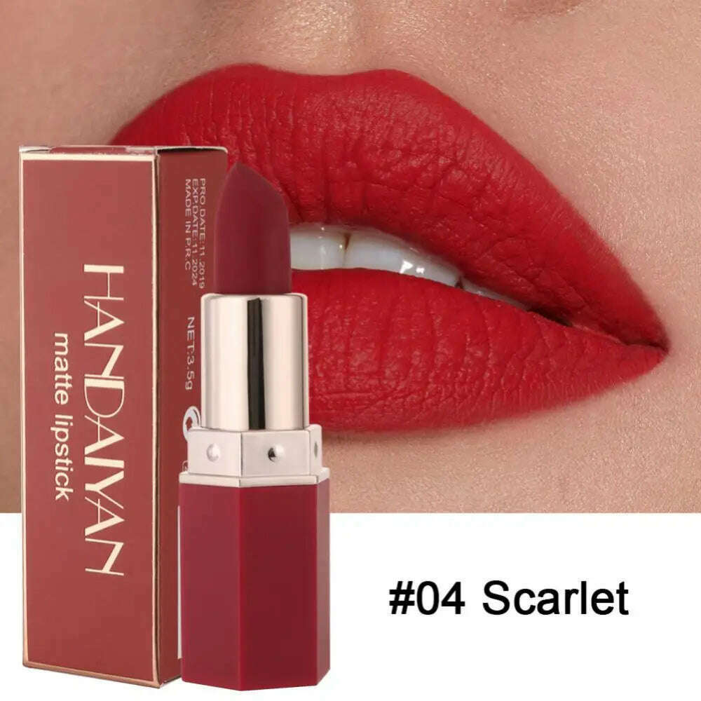 KIMLUD, Nude Matte Lipsticks 6 Colors Waterproof Long Lasting Lip Stick Not Fading Sexy Nude Red Pink Velvet Lipsticks Makeup Cosmetic, 04 / CHINA, KIMLUD APPAREL - Womens Clothes