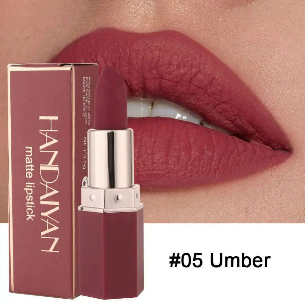 KIMLUD, Nude Matte Lipsticks 6 Colors Waterproof Long Lasting Lip Stick Not Fading Sexy Nude Red Pink Velvet Lipsticks Makeup Cosmetic, 05 / CHINA, KIMLUD APPAREL - Womens Clothes