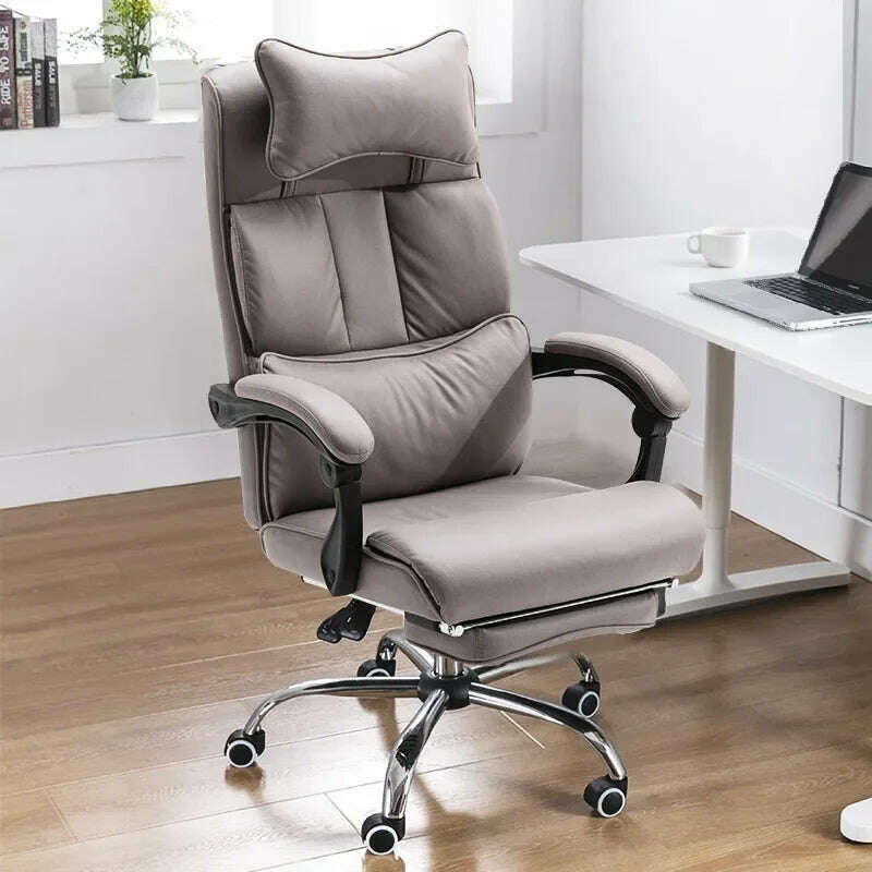 KIMLUD, Office Chair Comfortable Long-Sitting Recliner Sub-Staff Seat Ergonomic Lunch Break, Faux Leather-Gray, KIMLUD APPAREL - Womens Clothes