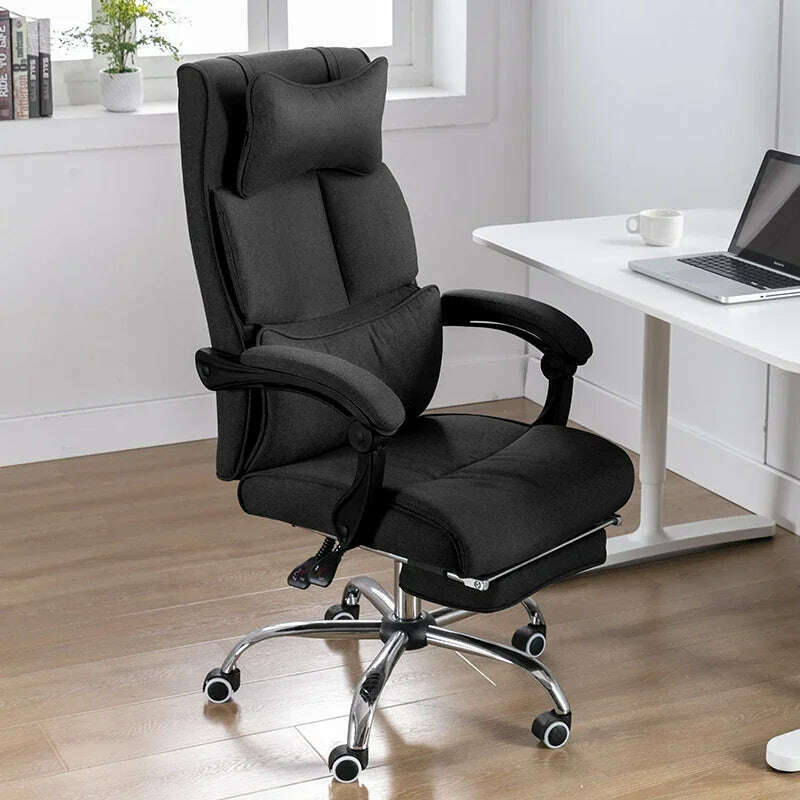 KIMLUD, Office Chair Comfortable Long-Sitting Recliner Sub-Staff Seat Ergonomic Lunch Break, -Black-, KIMLUD APPAREL - Womens Clothes