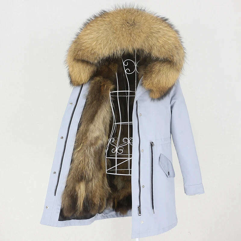 KIMLUD, OFTBUY 2022 Winter Jacket Women Long Parka Real Fox Fur Coat Natural Raccoon Fur Collar Hood Thick Warm Streetwear Parkas New, KIMLUD Womens Clothes