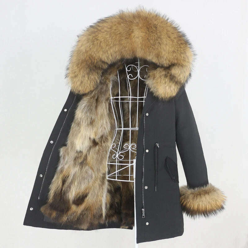 KIMLUD, OFTBUY 2022 Winter Jacket Women Long Parka Real Fox Fur Coat Natural Raccoon Fur Collar Hood Thick Warm Streetwear Parkas New, KIMLUD Womens Clothes