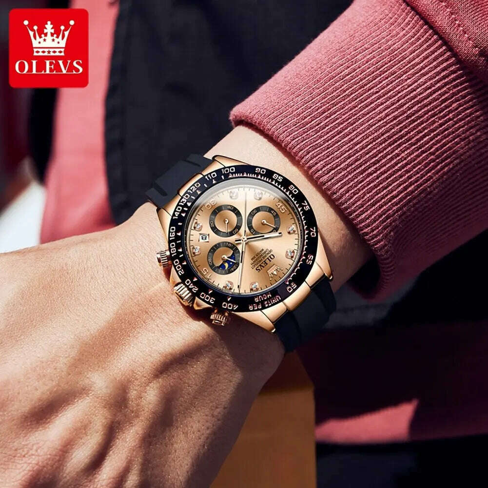 OLEVS Luxury Men Watch Quartz Man Watches Waterproof Luminous Top Brand Watch for Men Date Chronograph Sport Wristwatch - KIMLUD