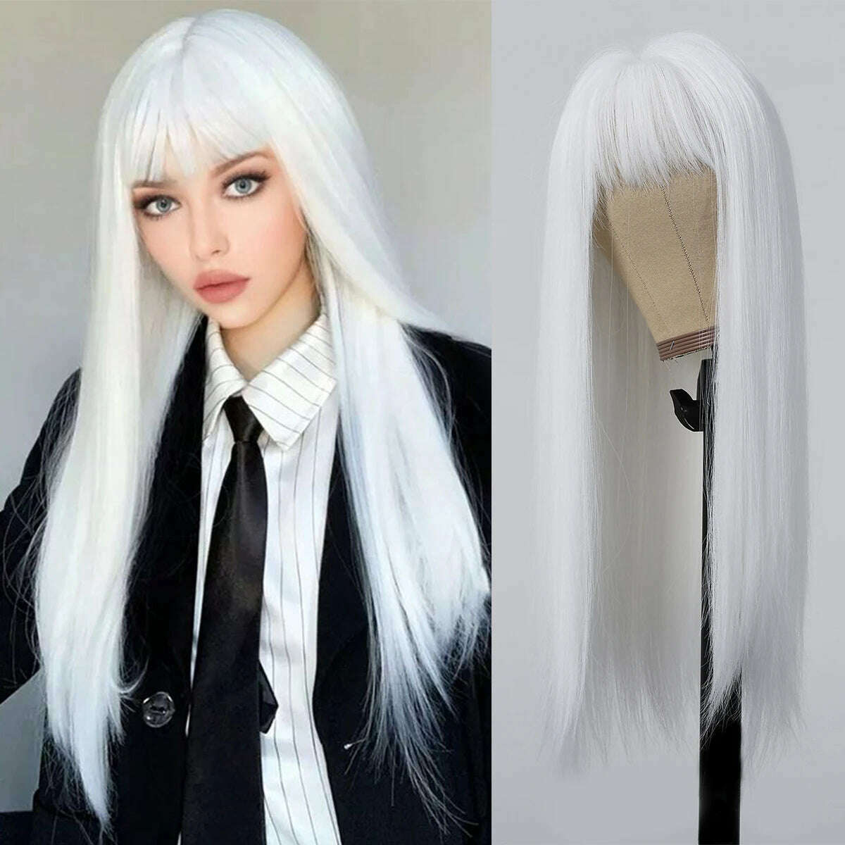 KIMLUD, Ombre Red Black Cosplay Wigs for Women Long Straight Layered Synthetic Wigs With Bangs Lolita Party Heat Resistant Natural Hair, WL1170-1, KIMLUD APPAREL - Womens Clothes