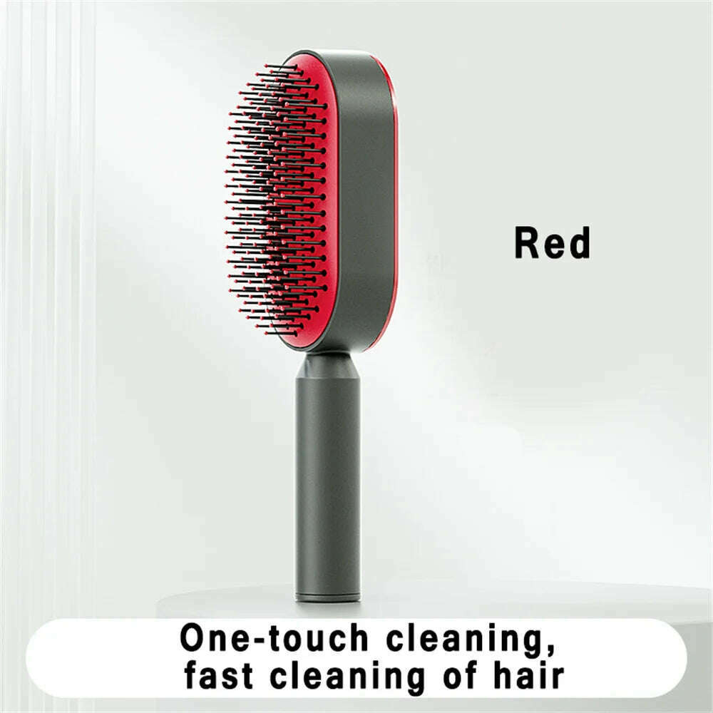 One-Key Quick Self Cleaning Hair Brush Women Massage Comb Hair Brush Air Cushion Detangling Scalp Massage Comb Styling Tools - KIMLUD