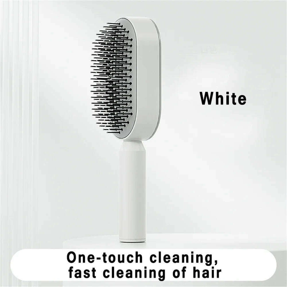 One-Key Quick Self Cleaning Hair Brush Women Massage Comb Hair Brush Air Cushion Detangling Scalp Massage Comb Styling Tools - KIMLUD