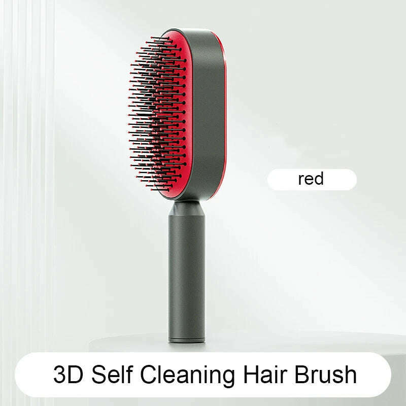 KIMLUD, One-Key Quick Self Cleaning Hair Brush Women Massage Comb Hair Brush Air Cushion Detangling Scalp Massage Comb Styling Tools, KIMLUD Womens Clothes