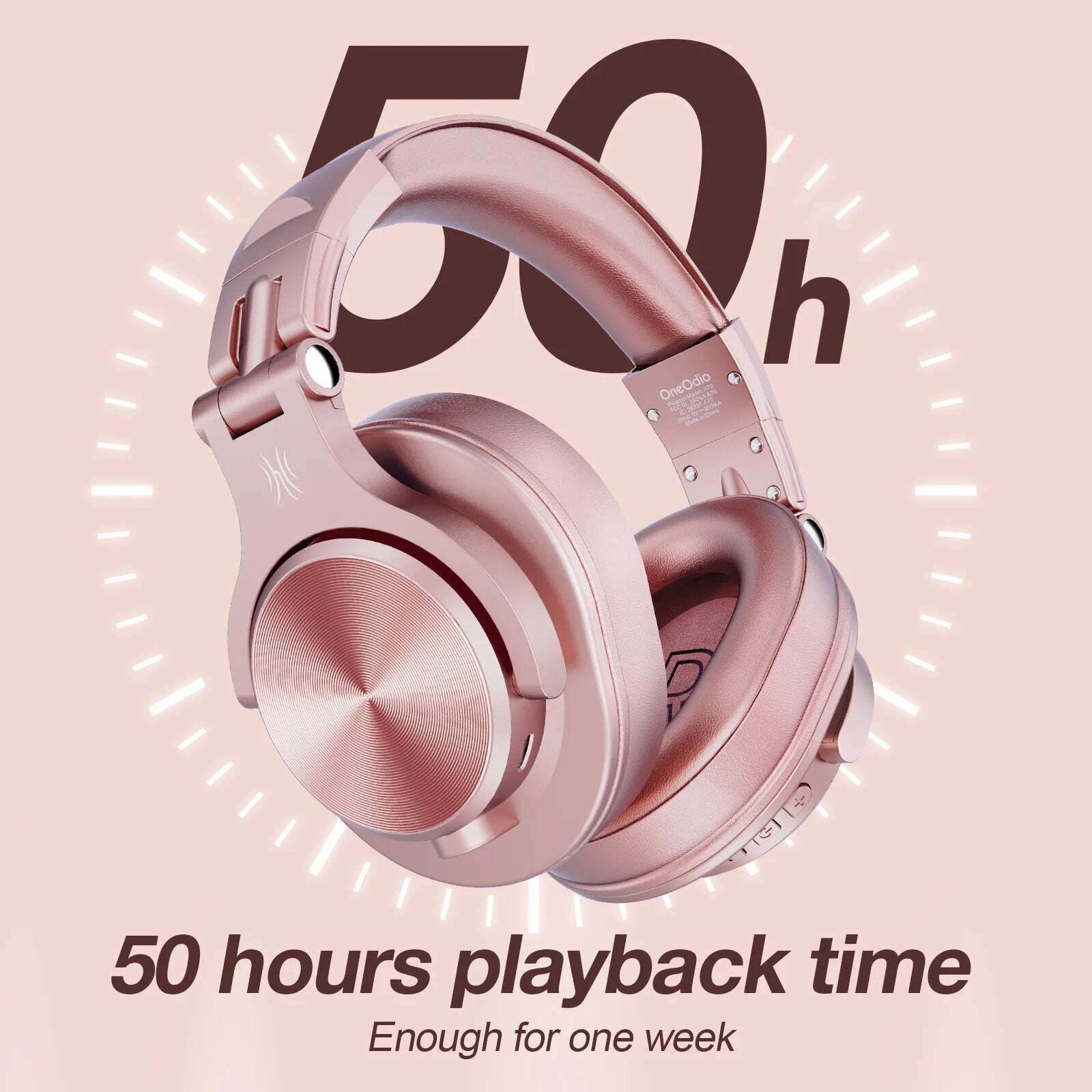 Oneodio A70 Wireless Headphones Sport Bluetooth 5.2 Earphone Over Ear Handsfree Headset With Microphone For Phone Rose Gold - KIMLUD