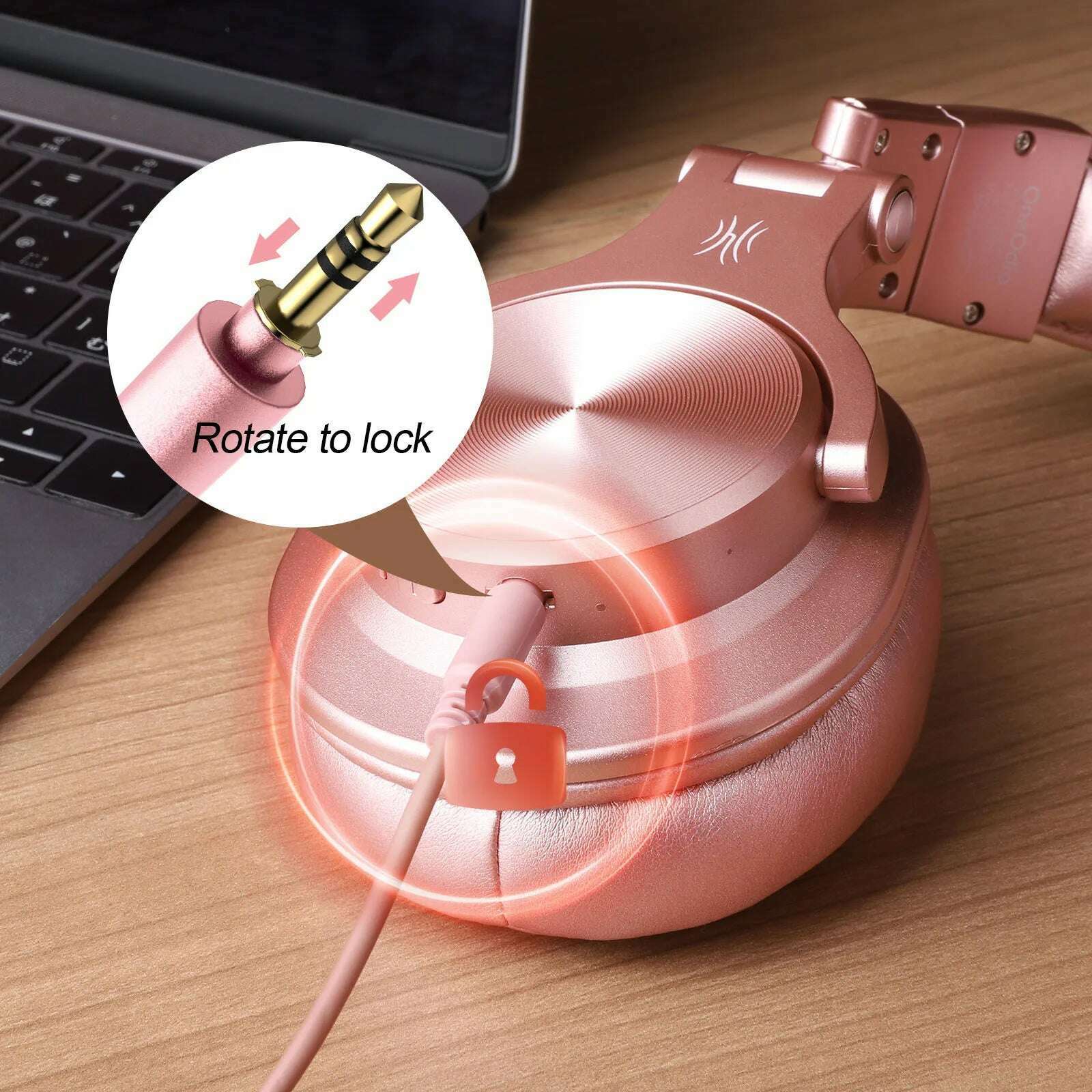 Oneodio A70 Wireless Headphones Sport Bluetooth 5.2 Earphone Over Ear Handsfree Headset With Microphone For Phone Rose Gold - KIMLUD