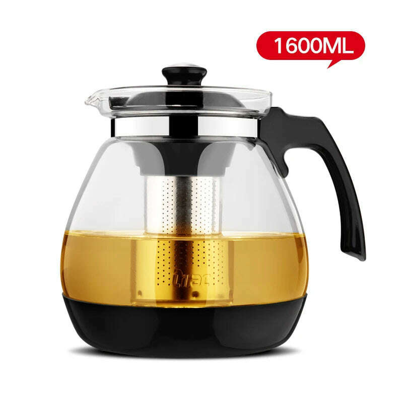 KIMLUD, Optional Teapot 1.6L &2.3L Fashion Glass Teapot Pro Design for Tea Flower with Removable Steel Infuser Filter Premium Tea Kettle, Capacity 1.6L, KIMLUD Womens Clothes