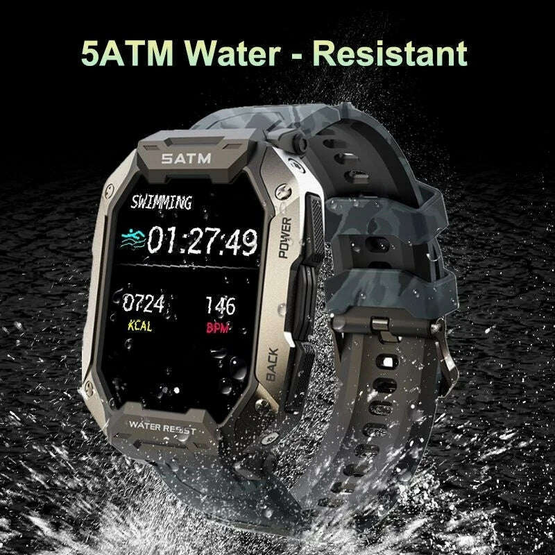 KIMLUD, Original C20 Military Smart Watch Men Camouflage Army Outdoor IP68 5ATM Waterproof Sports Heart Rate Blood Oxygen Smartwatch, KIMLUD Womens Clothes