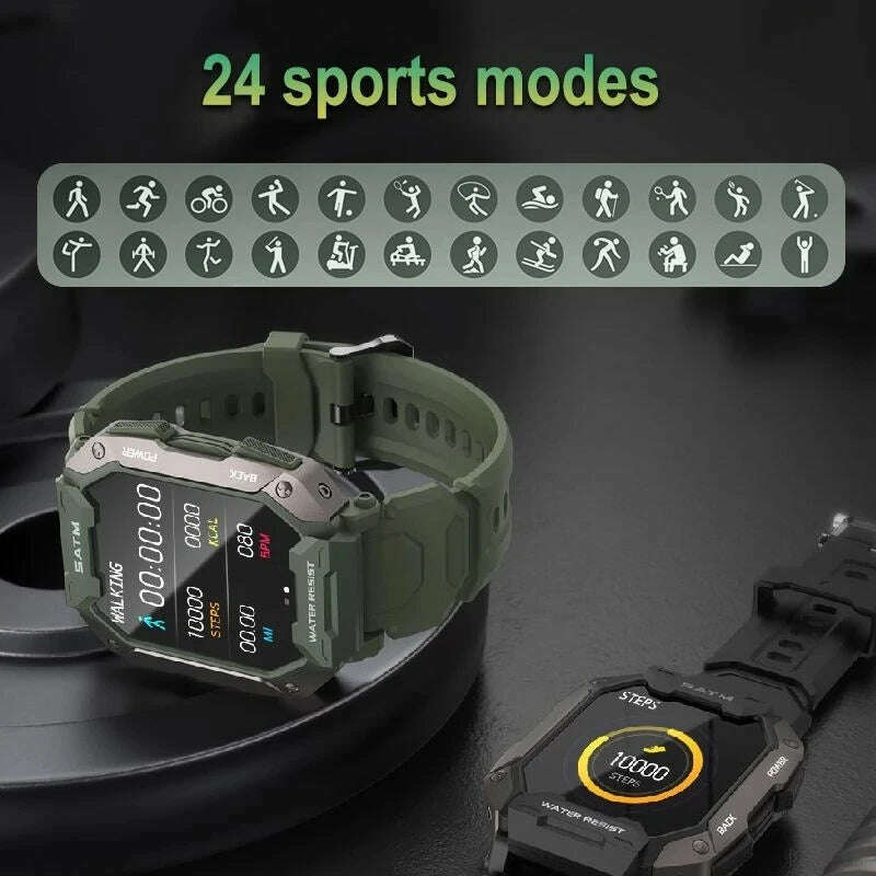 KIMLUD, Original C20 Military Smart Watch Men Camouflage Army Outdoor IP68 5ATM Waterproof Sports Heart Rate Blood Oxygen Smartwatch, KIMLUD Womens Clothes