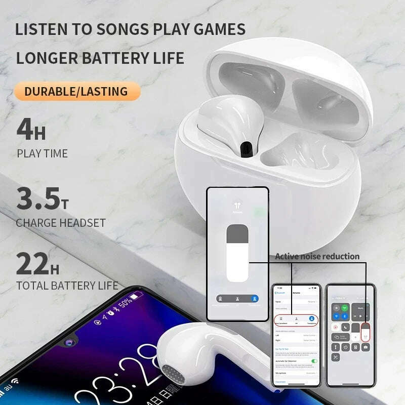 Original Pro 6 TWS Wireless Bluetooth Earphones Headphones Mini Fone Earphone Stereo Sport Headset For Xiaomi Android Earbuds - KIMLUD