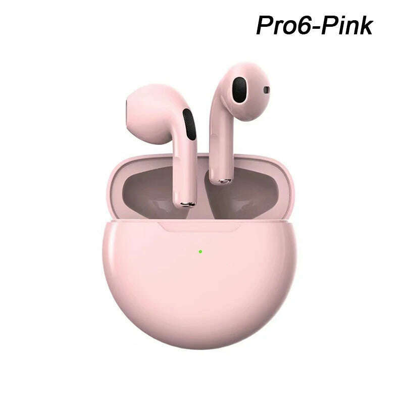 KIMLUD, Original Pro 6 TWS Wireless Bluetooth Earphones Headphones Mini Fone Earphone Stereo Sport Headset For Xiaomi Android Earbuds, pink, KIMLUD APPAREL - Womens Clothes