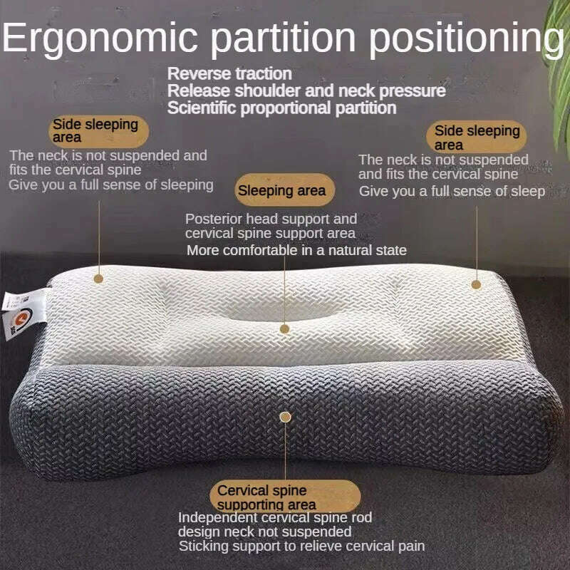 Orthopedic Reverse Traction Pillow, Protects Cervical Vertebra and Helps Sleep Single Neck, Can Be Machine Washable, 48x74cm - KIMLUD