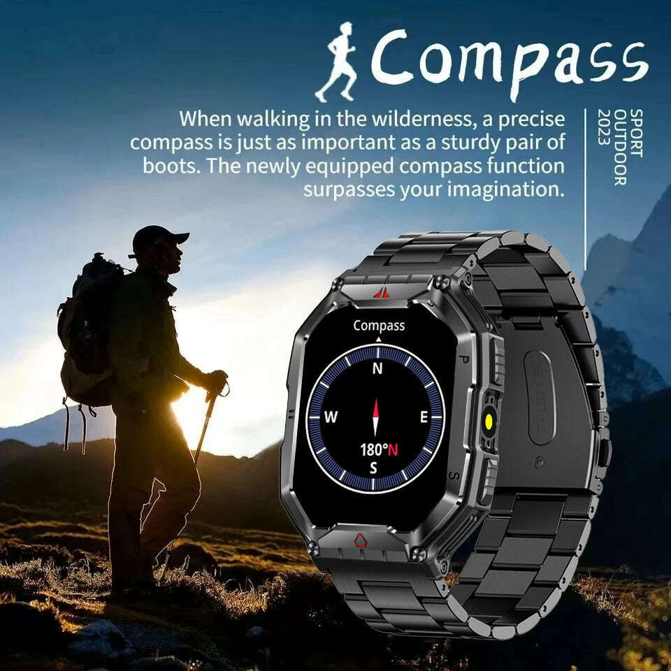 KIMLUD, Outdoor Sports Compass Smart Watch GPS Tracking 650Mah Battery 1ATM Waterproof Voice Assistant Bluetooth Call Smartｗatch for Men, KIMLUD Womens Clothes