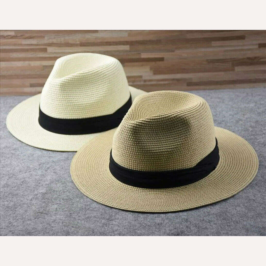 KIMLUD, Over Size Straw Sun Hat for Men Big Head 62cm Panama Hats Male Outdoor Fishing Beach Foldable Jazz Top Hat Sunscreen Visor Hat, KIMLUD Womens Clothes