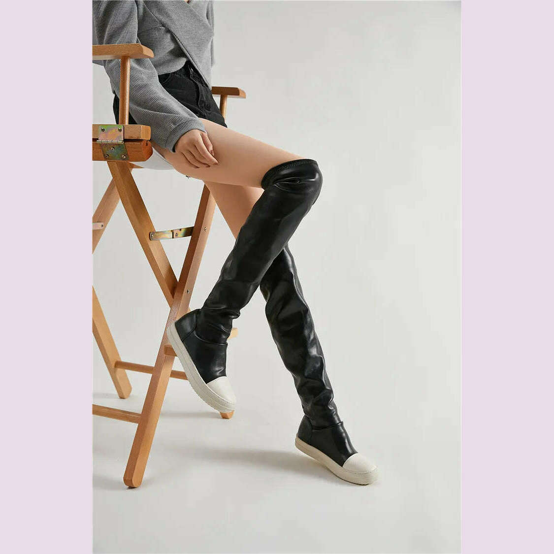 Over The Knee Boots Women 2024 New Autumn and Winter Flat Long Leather Boots White Bottom Thin Boots High Boots Women's Boots - KIMLUD