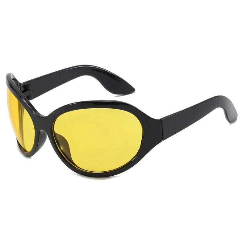 KIMLUD, Oversized Y2K Steampunk Sunglasses Women Luxury Brand Designer Oval Sun Glasses Men Cyber Punk Eyewear Shades De Sol Oculos, Black Yellow / CHINA / with pouch and cloth, KIMLUD APPAREL - Womens Clothes