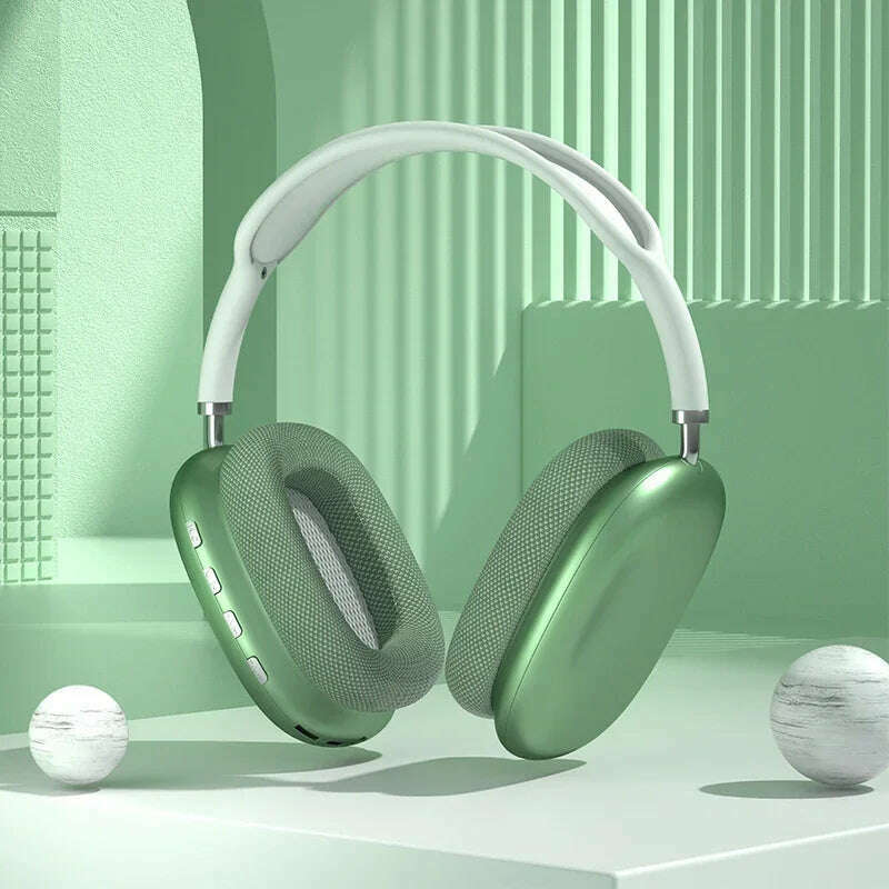 KIMLUD, P9 Pro Wireless Bluetooth Headphones With Mic Noise Cancelling Headsets HIFI Stereo Sound Earphones Sports Gaming Headbuds, P9-Green, KIMLUD APPAREL - Womens Clothes