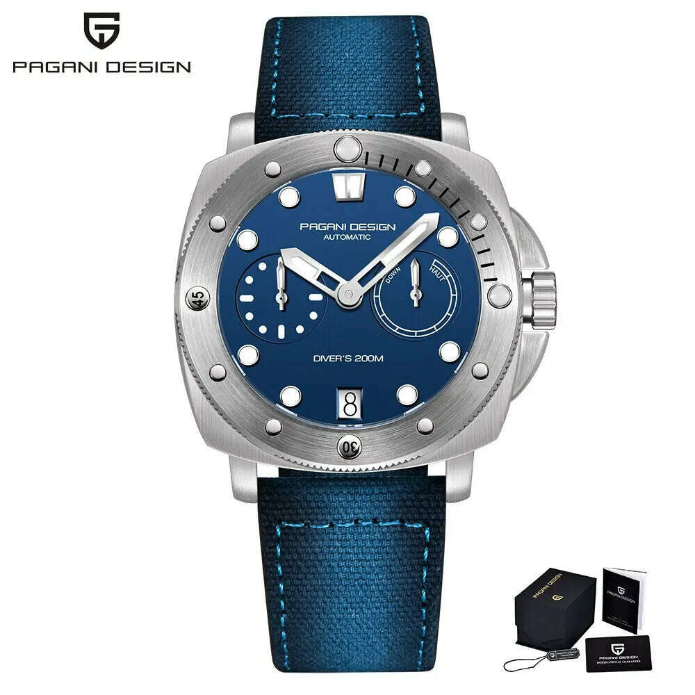 KIMLUD, PAGANI Design New Men Automatic Mechanical Watches Diver Watch For Top Brand Luxury 200M Waterproof AR Sapphire Watch for Men, SilverBlue, KIMLUD APPAREL - Womens Clothes