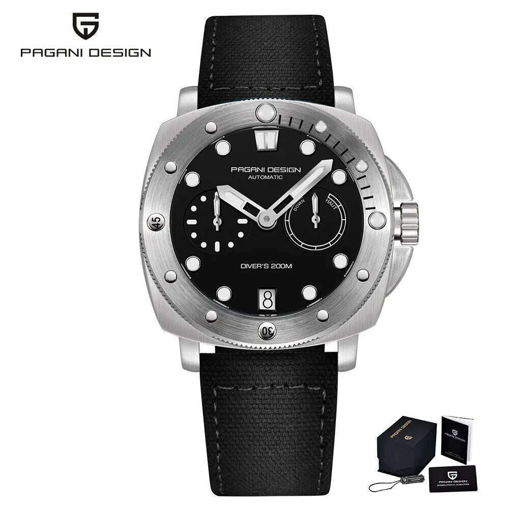 KIMLUD, PAGANI Design New Men Automatic Mechanical Watches Diver Watch For Top Brand Luxury 200M Waterproof AR Sapphire Watch for Men, SilverBlack, KIMLUD APPAREL - Womens Clothes