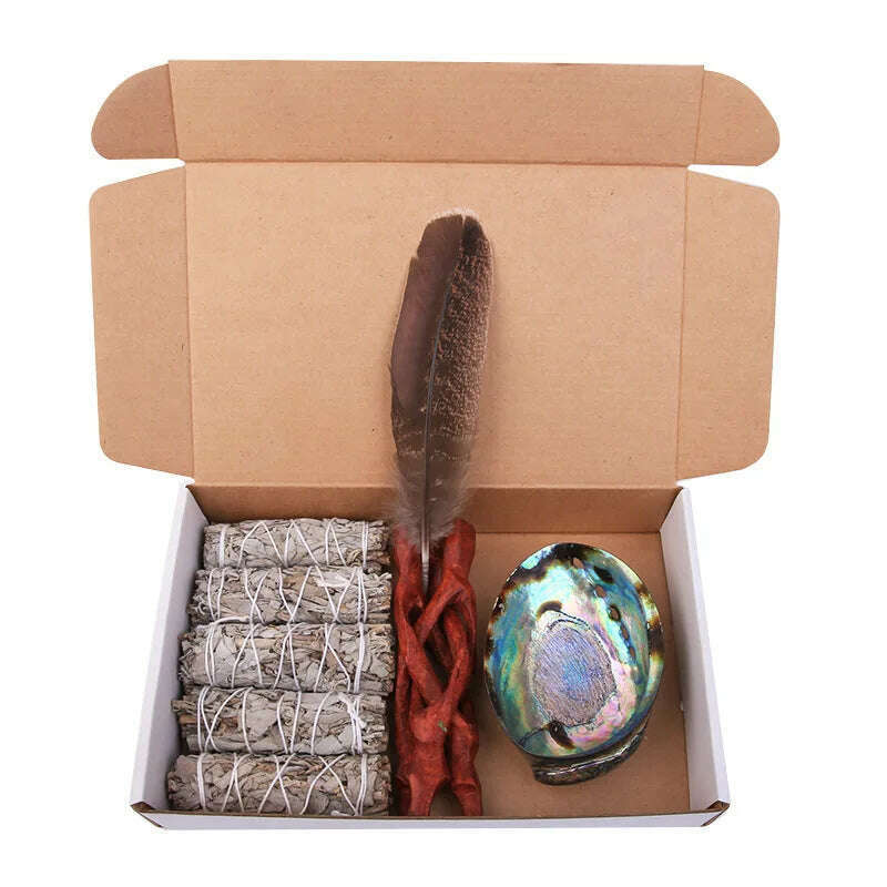 Palo Santo White Sage Stick Set with Abalone Shell Smudge Stick Wand for Spiritual Incense Sticks Burning Aromatherapy Energy - KIMLUD