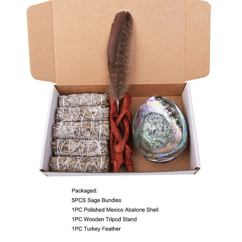 KIMLUD, Palo Santo White Sage Stick Set with Abalone Shell Smudge Stick Wand for Spiritual Incense Sticks Burning Aromatherapy Energy, K, KIMLUD APPAREL - Womens Clothes