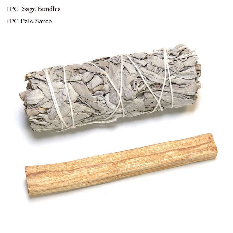 Palo Santo White Sage Stick Set with Abalone Shell Smudge Stick Wand for Spiritual Incense Sticks Burning Aromatherapy Energy - KIMLUD