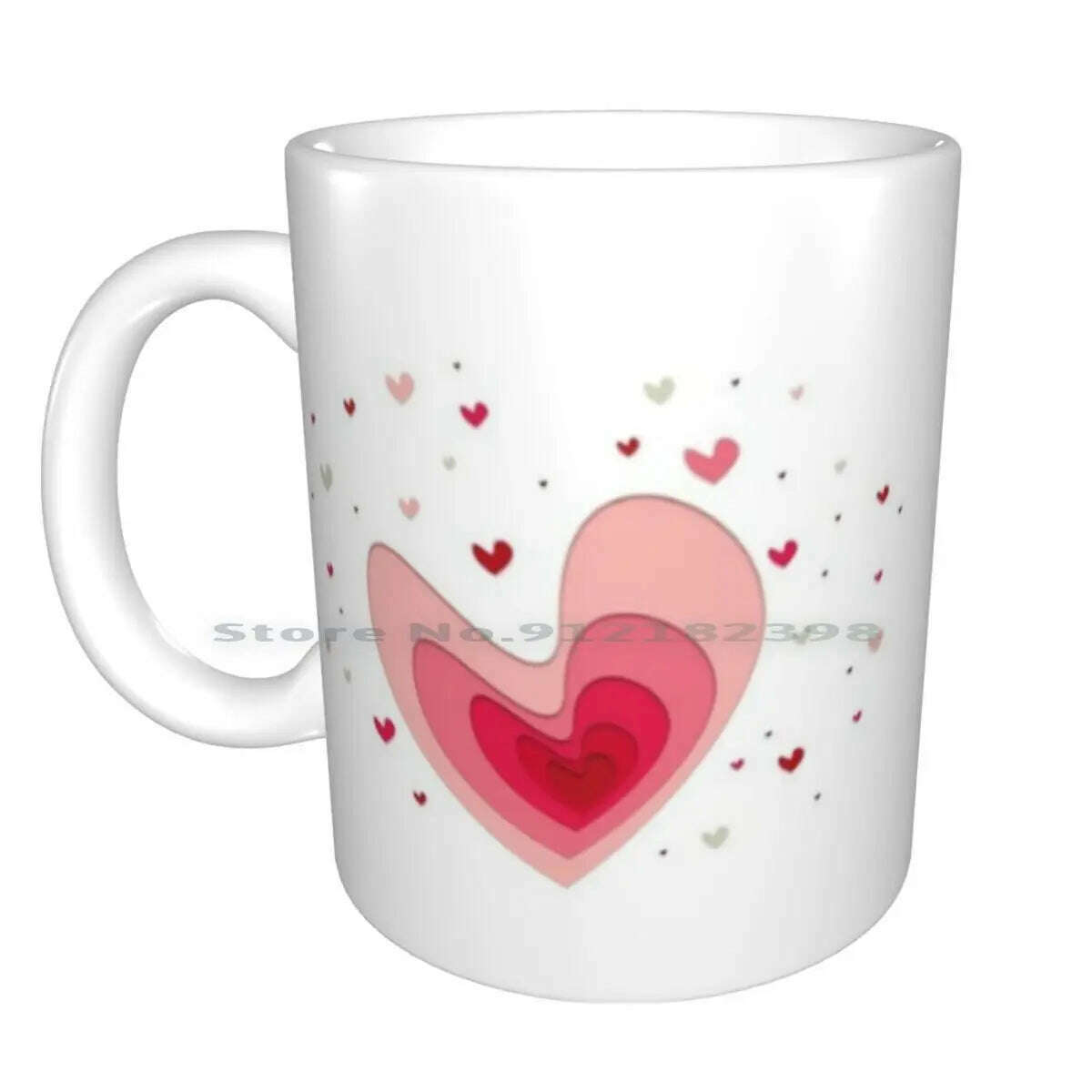 KIMLUD, Papercut-Hearts Ceramic Mugs Coffee Cups Milk Tea Mug Heart Hearts Papercut Pink Red Love Mother Day Saint Valentin Romantic, Total White Mug / One Size, KIMLUD APPAREL - Womens Clothes