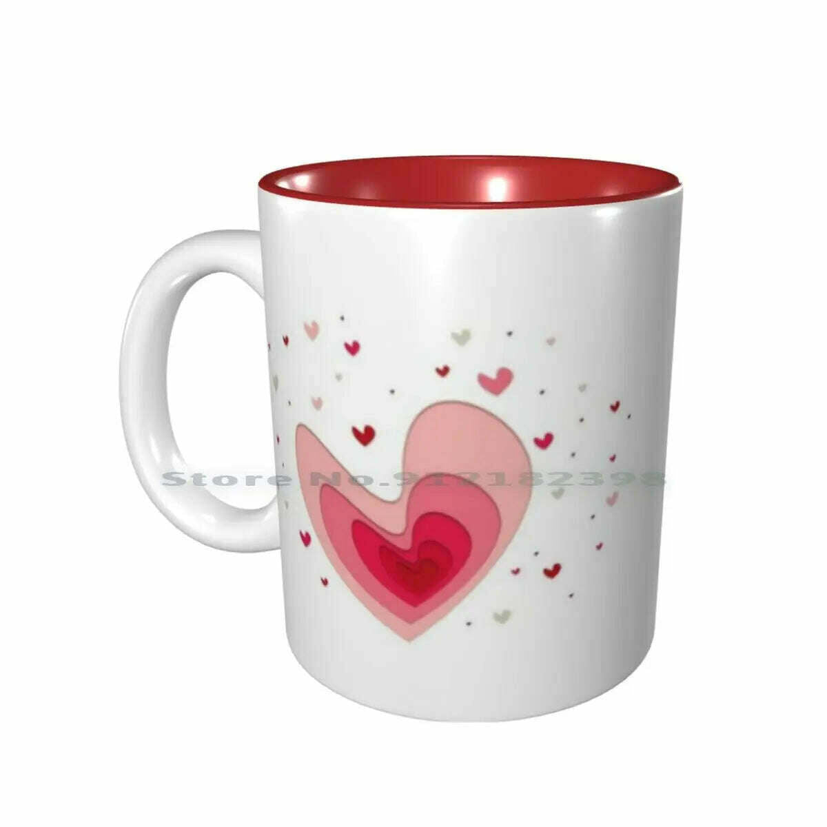 KIMLUD, Papercut-Hearts Ceramic Mugs Coffee Cups Milk Tea Mug Heart Hearts Papercut Pink Red Love Mother Day Saint Valentin Romantic, Inside Red Mug / One Size, KIMLUD APPAREL - Womens Clothes