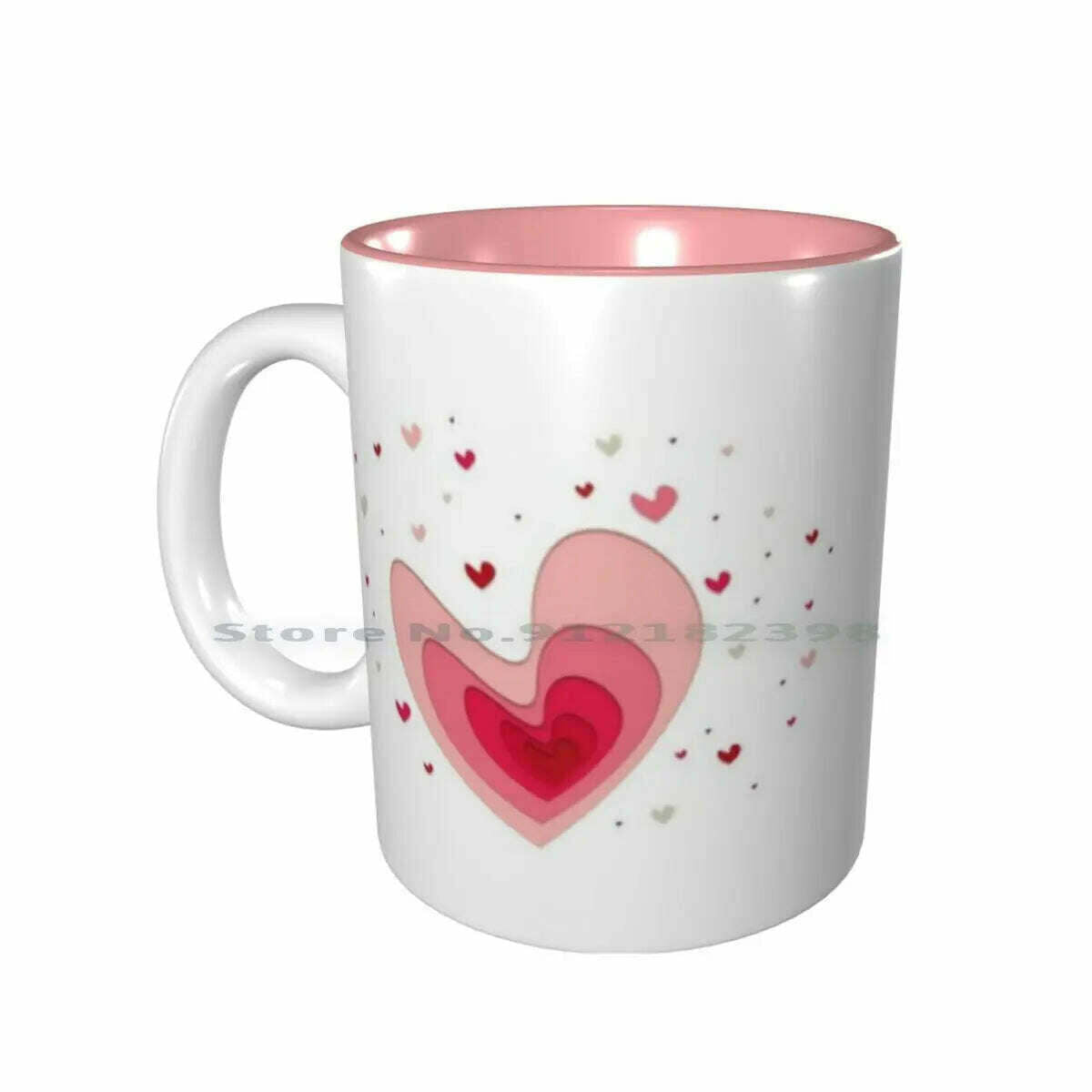 KIMLUD, Papercut-Hearts Ceramic Mugs Coffee Cups Milk Tea Mug Heart Hearts Papercut Pink Red Love Mother Day Saint Valentin Romantic, Inside Pink Mug / One Size, KIMLUD APPAREL - Womens Clothes