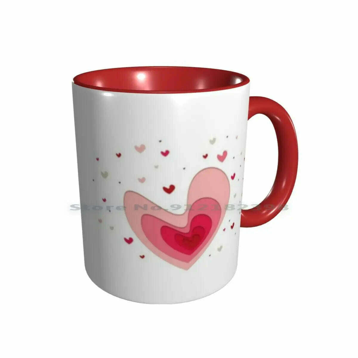 KIMLUD, Papercut-Hearts Ceramic Mugs Coffee Cups Milk Tea Mug Heart Hearts Papercut Pink Red Love Mother Day Saint Valentin Romantic, Double Red Mug / One Size, KIMLUD APPAREL - Womens Clothes