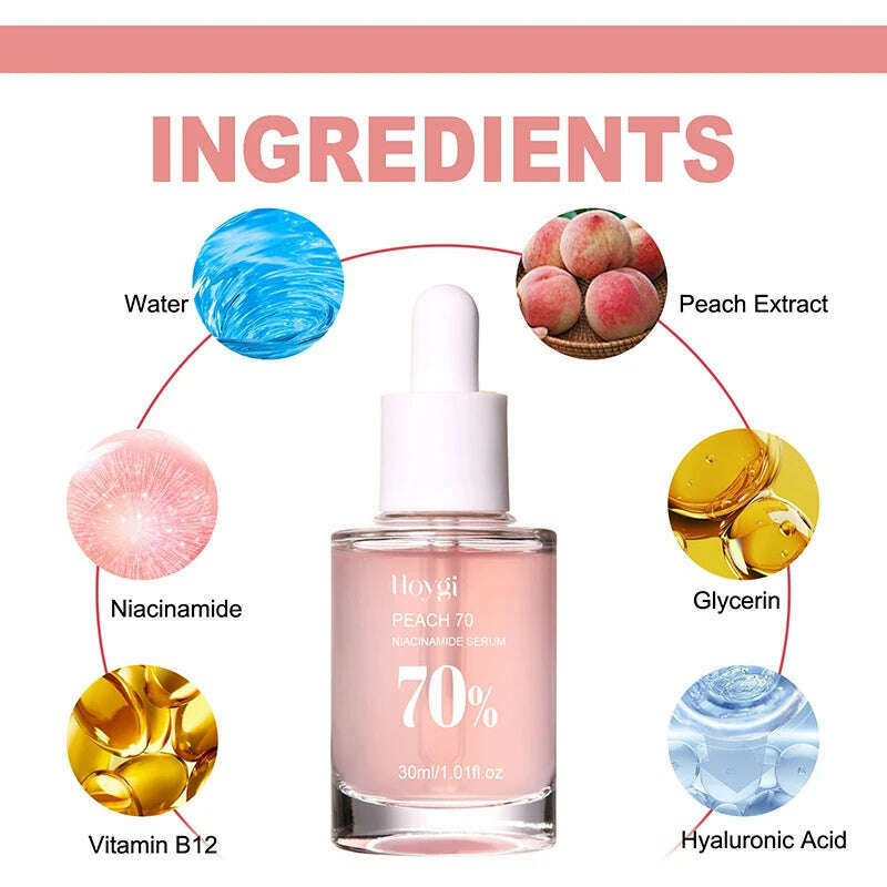 KIMLUD, Peach 70% Niacinamide Serum 30ml Moisturizing Prevent Dryness Facial Essential Oil Increasing Elasticity Smooth Soften Skin Care, KIMLUD Womens Clothes