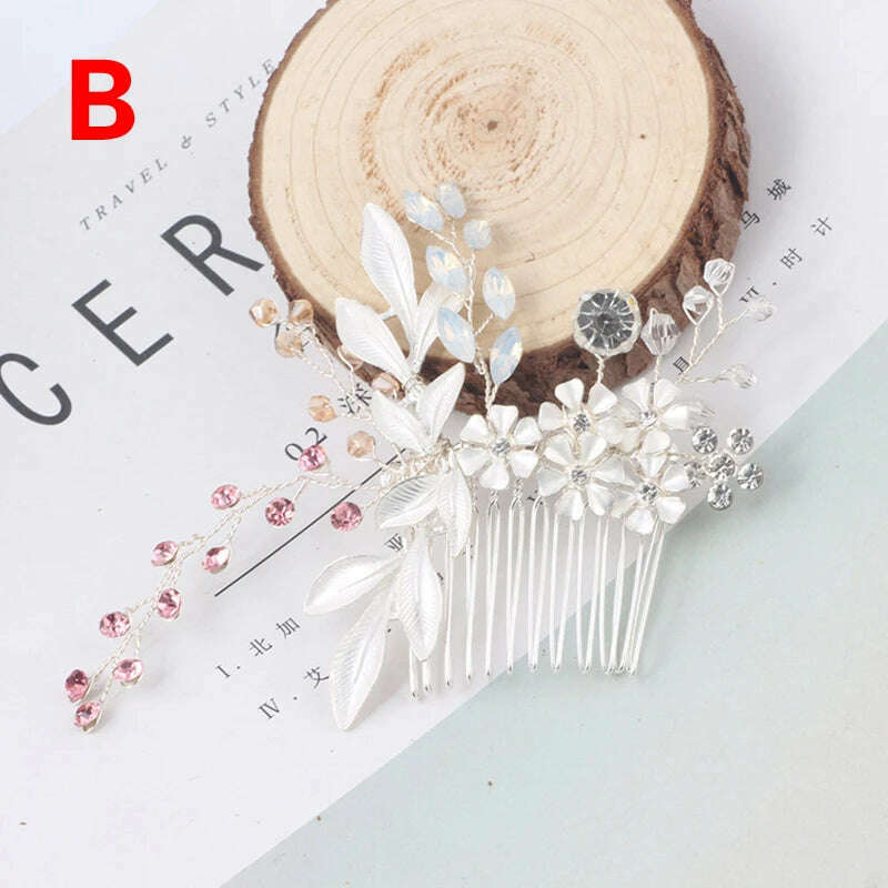 KIMLUD, Pearl Crystal Wedding Hair Combs Tiara For Bride Rhinestone Flower Hairpins Bridal Headpiece Jewelry Hair Ornaments Accessories, 20, KIMLUD APPAREL - Womens Clothes