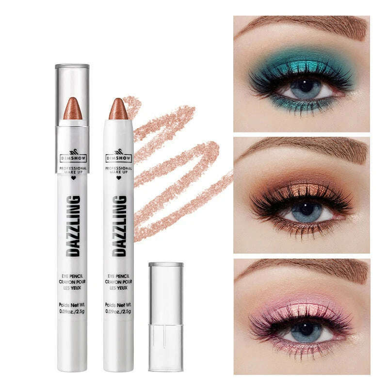 KIMLUD, Pearlescent Eyeshadow Pencil 12 Colors Lasting Glitter Shimmer Eye Pigment Highlighter Blue Purple Eyeliner Stick Makeup Tool, KIMLUD Womens Clothes