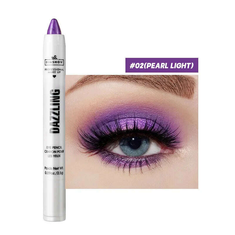 KIMLUD, Pearlescent Eyeshadow Pencil 12 Colors Lasting Glitter Shimmer Eye Pigment Highlighter Blue Purple Eyeliner Stick Makeup Tool, 02, KIMLUD APPAREL - Womens Clothes