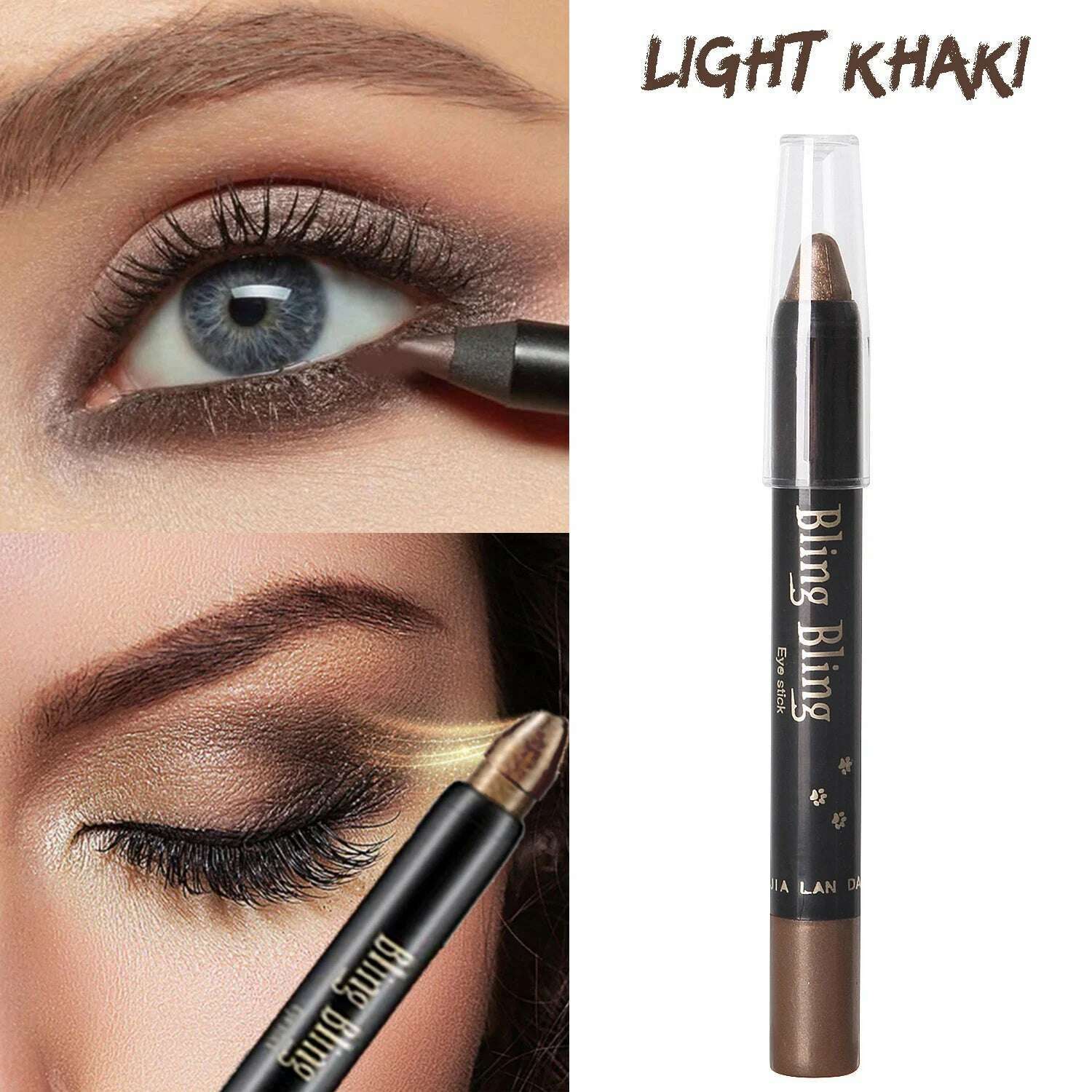 KIMLUD, Pearlescent Glitter Eyeshadow Pen Eye Shadow Pencil Waterproof Matte Cream Nude Eye Makeup Pigment Silkworm Eyeliner Shadow Pen, Light Khiki, KIMLUD APPAREL - Womens Clothes