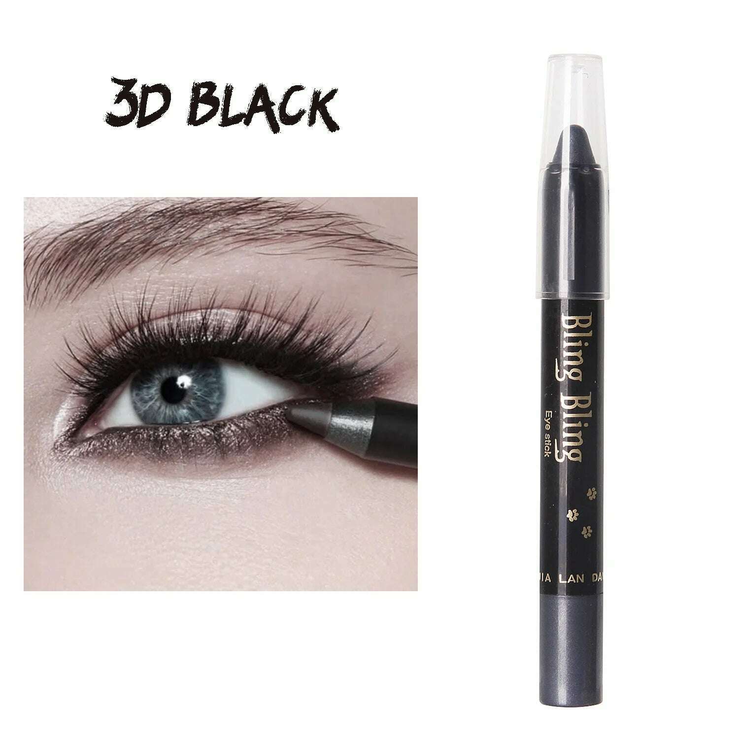 KIMLUD, Pearlescent Glitter Eyeshadow Pen Eye Shadow Pencil Waterproof Matte Cream Nude Eye Makeup Pigment Silkworm Eyeliner Shadow Pen, 3D Black, KIMLUD APPAREL - Womens Clothes