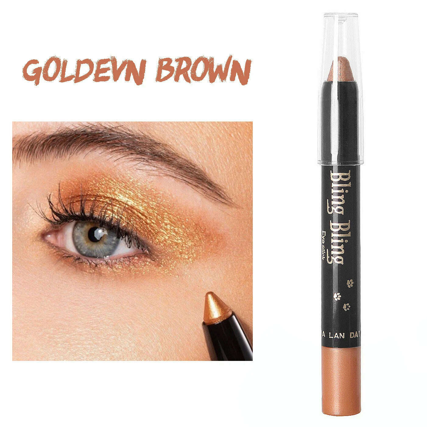 KIMLUD, Pearlescent Glitter Eyeshadow Pen Eye Shadow Pencil Waterproof Matte Cream Nude Eye Makeup Pigment Silkworm Eyeliner Shadow Pen, Golden Brown, KIMLUD APPAREL - Womens Clothes