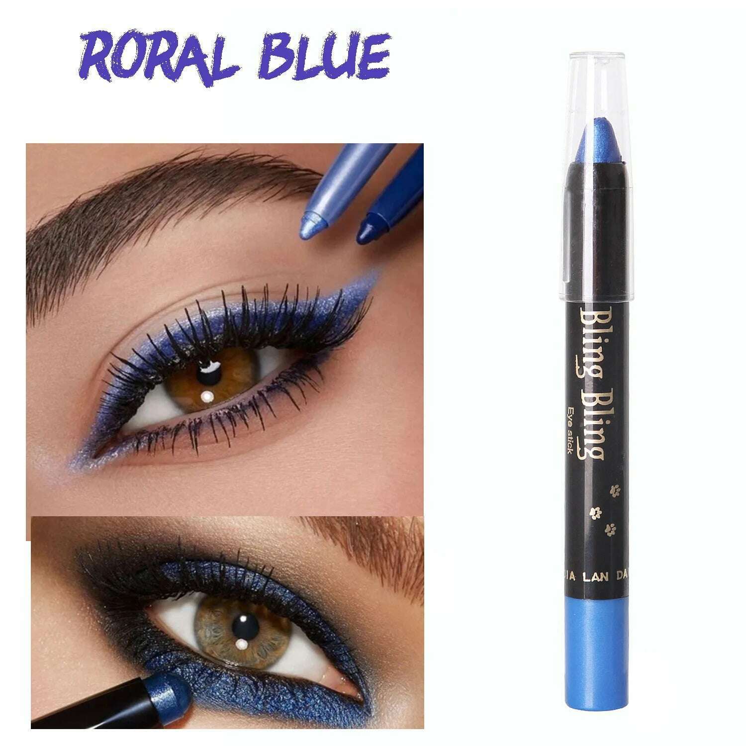 KIMLUD, Pearlescent Glitter Eyeshadow Pen Eye Shadow Pencil Waterproof Matte Cream Nude Eye Makeup Pigment Silkworm Eyeliner Shadow Pen, Royal blue, KIMLUD APPAREL - Womens Clothes