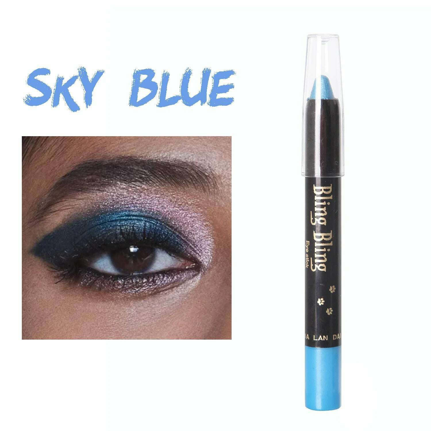 KIMLUD, Pearlescent Glitter Eyeshadow Pen Eye Shadow Pencil Waterproof Matte Cream Nude Eye Makeup Pigment Silkworm Eyeliner Shadow Pen, Sky blue, KIMLUD APPAREL - Womens Clothes