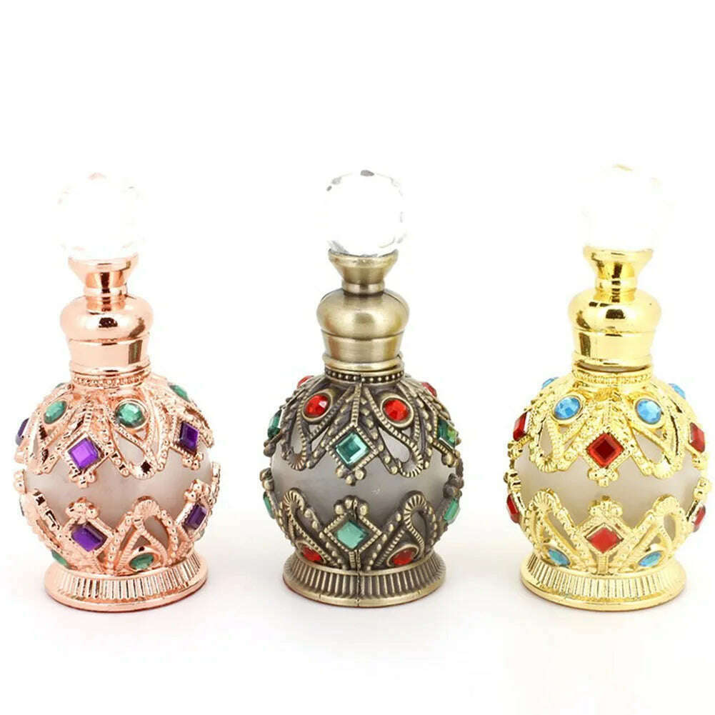 Perfume Bottle Spray Bottle Empty 15ml Vintage Aromatherapy Essential Oil Perfume Empty Bottle Container Gift Refillable Bottle - KIMLUD