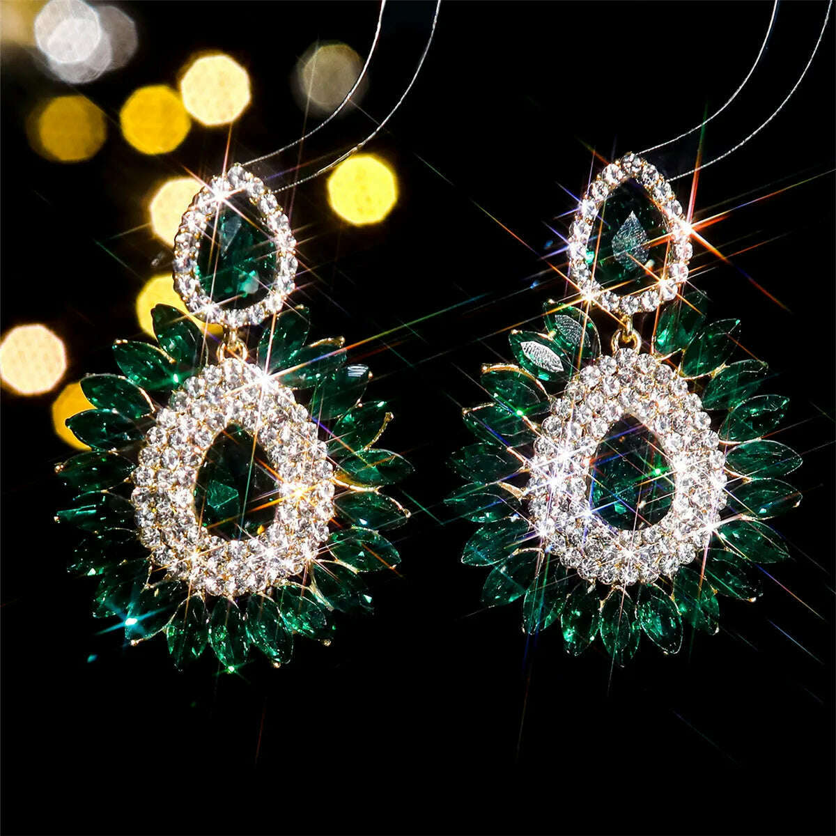 Personalized exaggerated colored glass rhinestone earrings female devil eye earrings - KIMLUD