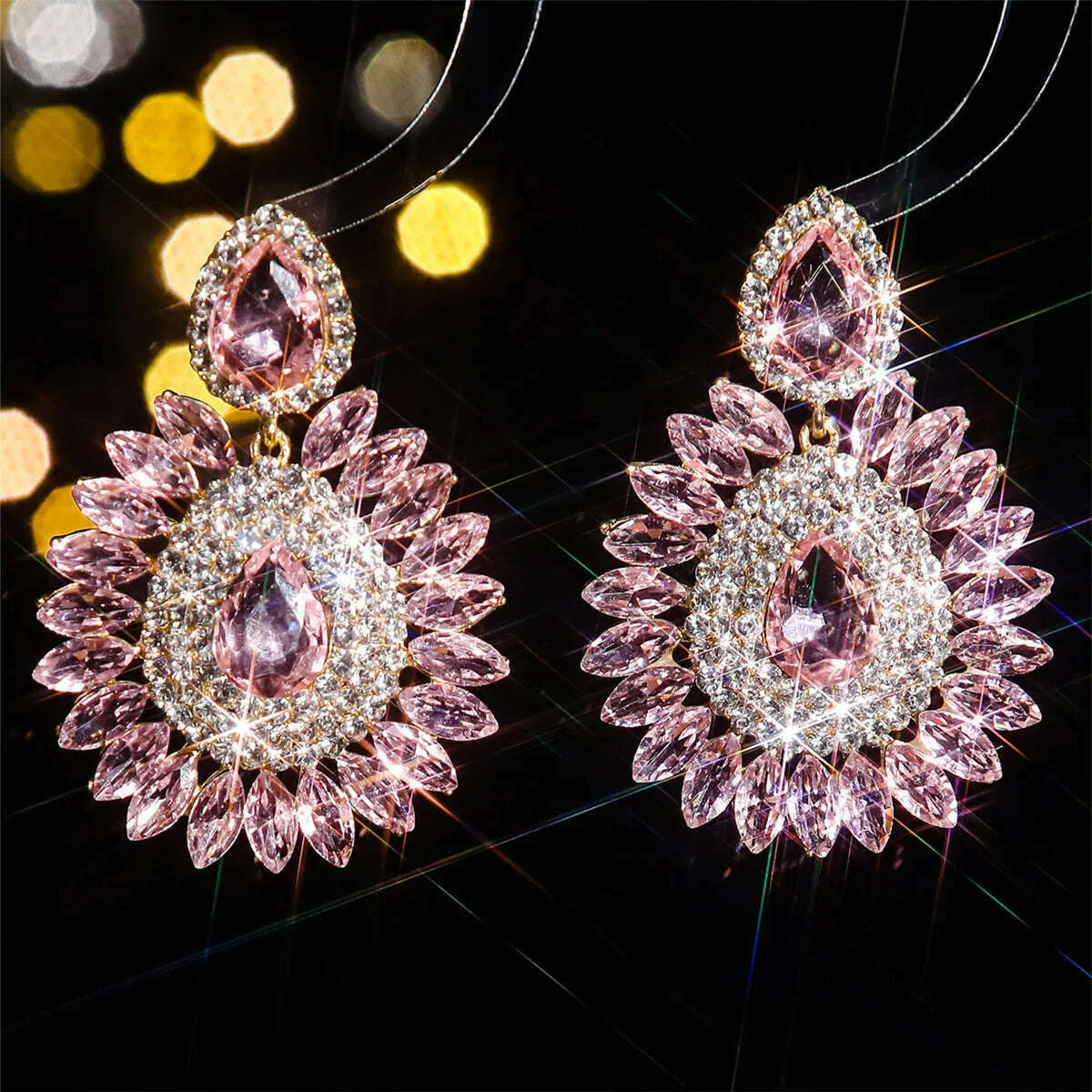 Personalized exaggerated colored glass rhinestone earrings female devil eye earrings - KIMLUD