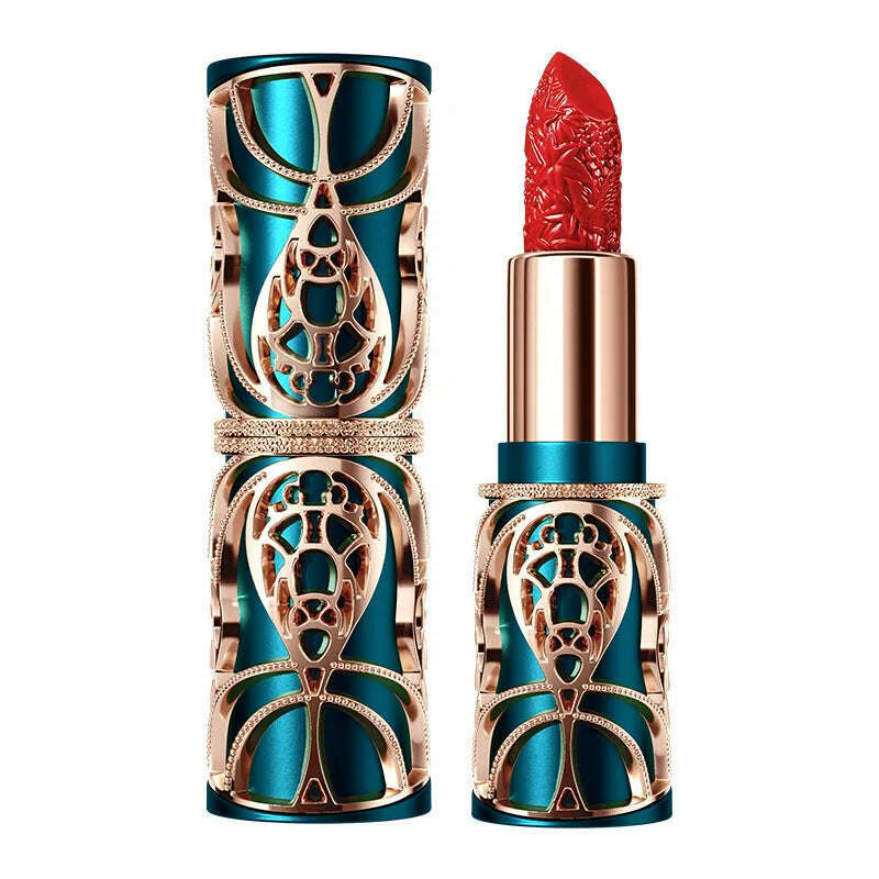 KIMLUD, Phoenix Feather Yue Makeup Carved Lipstick Silky Color Vintage Flower Makeup Red National Style Texture, KIMLUD Womens Clothes