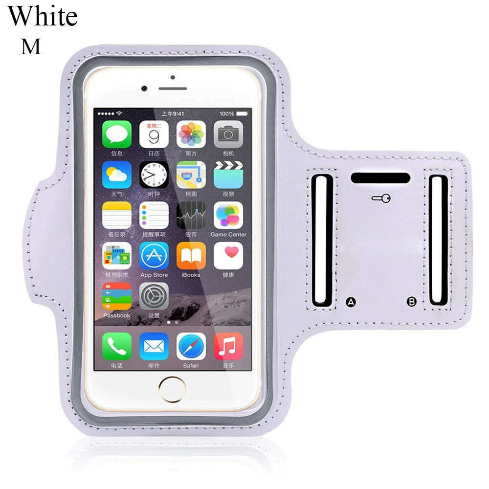 KIMLUD, Phone Arm Band Case Running Armband Sports Accessories Phone Arm Bag Cell Phone Arms Band Armbands Touch Screen Running Bags, White M, KIMLUD APPAREL - Womens Clothes