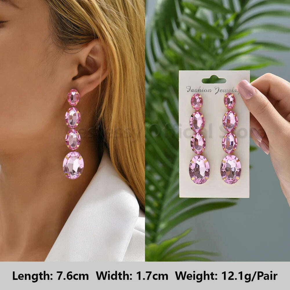 KIMLUD, Pink Luxury Crystal Drop Earrings For Women 2023 Trend Flower Petals Feather High Quality Ear Ring Party Romantic Jewelry Gifts, Light-Pink 23, KIMLUD APPAREL - Womens Clothes