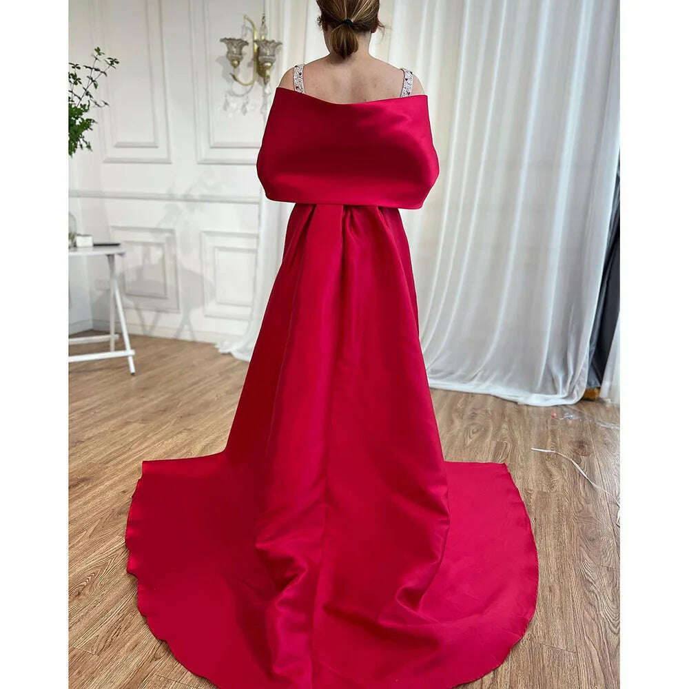 KIMLUD, Pink Mermaid Elegant Evening Dresses Gowns 2023 Satin Beading Shawl Yarn Sexy For Women Wedding Party BLA72121 Serene Hill, KIMLUD Womens Clothes